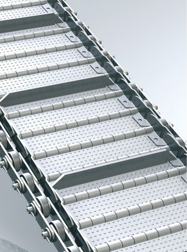 Hinged belt conveyors designs corrugations
